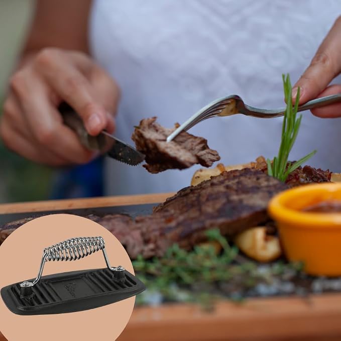 Prensa para hamburguesas en hierro fundido BBQ Dragon miniatura 9