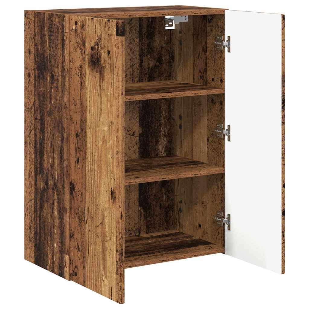 Porta TV da Parete Legno Multistrato Vecchio 59,5x31x80 cm | Mobiletto sospeso salvaspazio per soggiorno e salotto, ideale per riporre dispositivi multimediali e accessori.