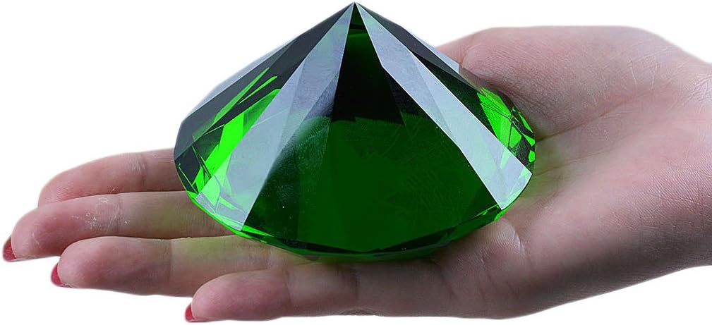 LONGWIN 80mm(3.1 inch) Crystal Diamond Paperweight Ornament Home Venue Decorations Solid Color Green