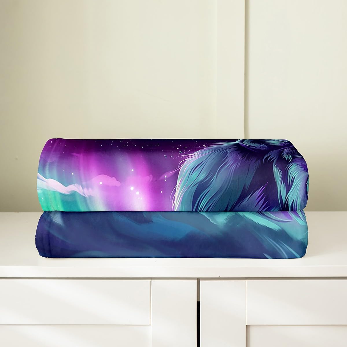 jejeloiu Kids Wolf Flannel Fleece Throw Blanket Queen 90"x90" Boys Girls Howling Wolf Plush Blanket Safari Animal Pattern Fuzzy Blanket Cool Wildlife Style All Season Bed Blanket