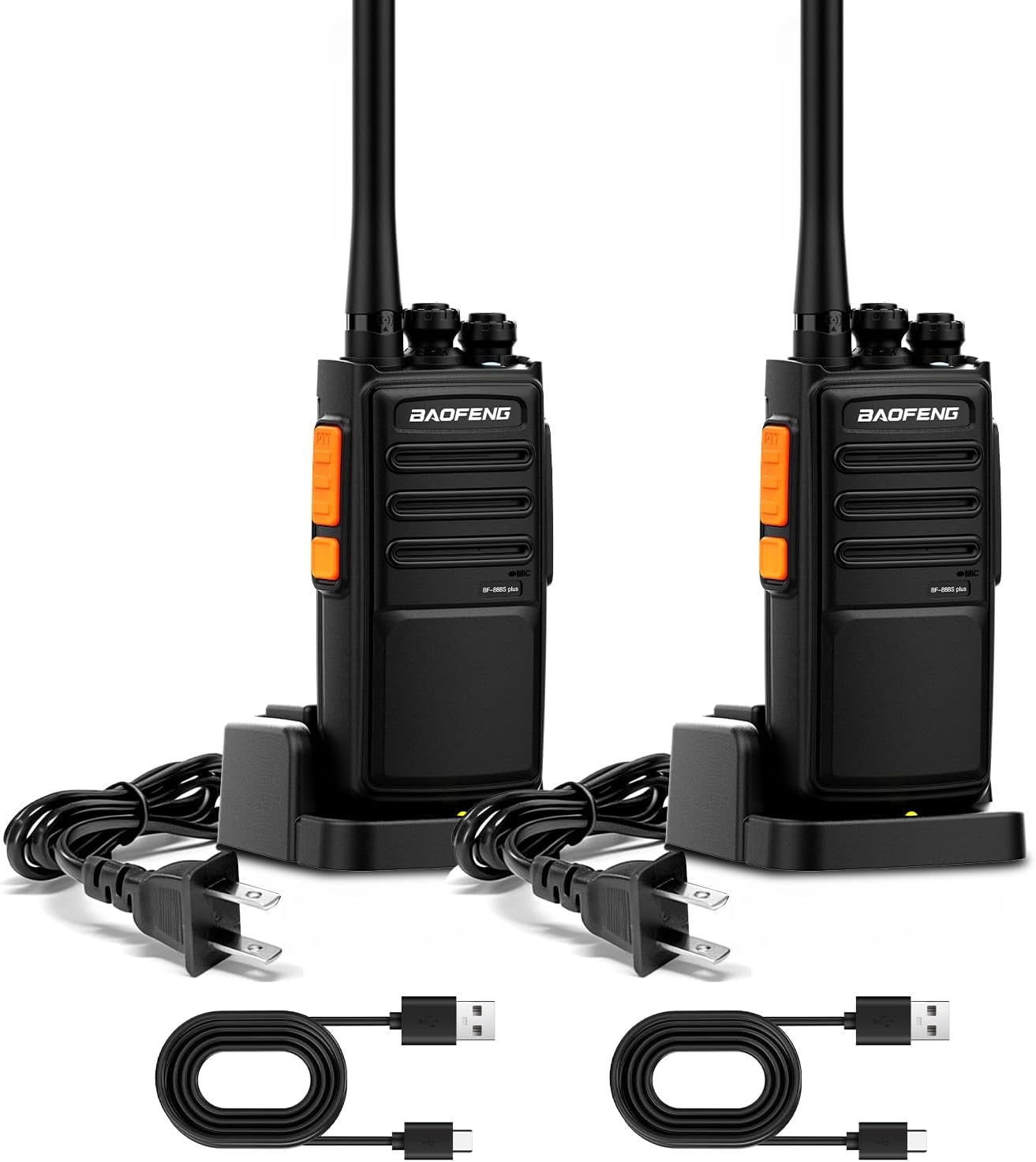 BAOFENG Radio VBT-888S Plus 2Pack Long Range Walkie Talkie Rechargeable Channel 16 Portable Two-Way Radios Walkie Talkies for Adults with 1500mAh Typc-C Charging Battery for School, Church, Cruise