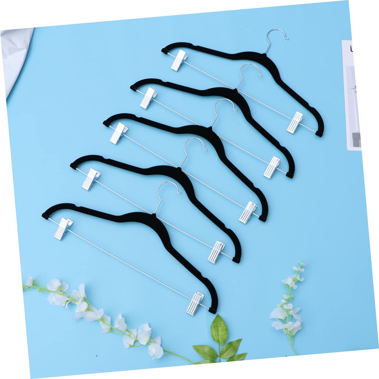 KOMBIUDA 5pcs Simple Hanger Clip Hanger Practical Hanger Clothes Hangers Hanger Non-Slip Hanger Skirt Clothes Hangers Coat Hangers Hanger with Clip Hanger Cloth Black