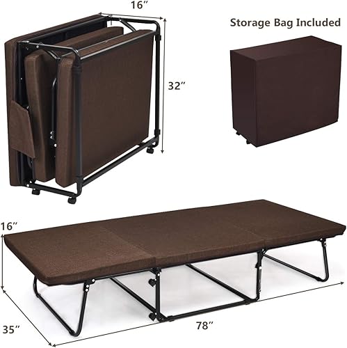 Miniatura 7 de Giantex Cama plegable otomana silla convertible multifunción 3 en 1 con 6 posiciones ajustables capacidad máxima de peso de 550 libras cama de