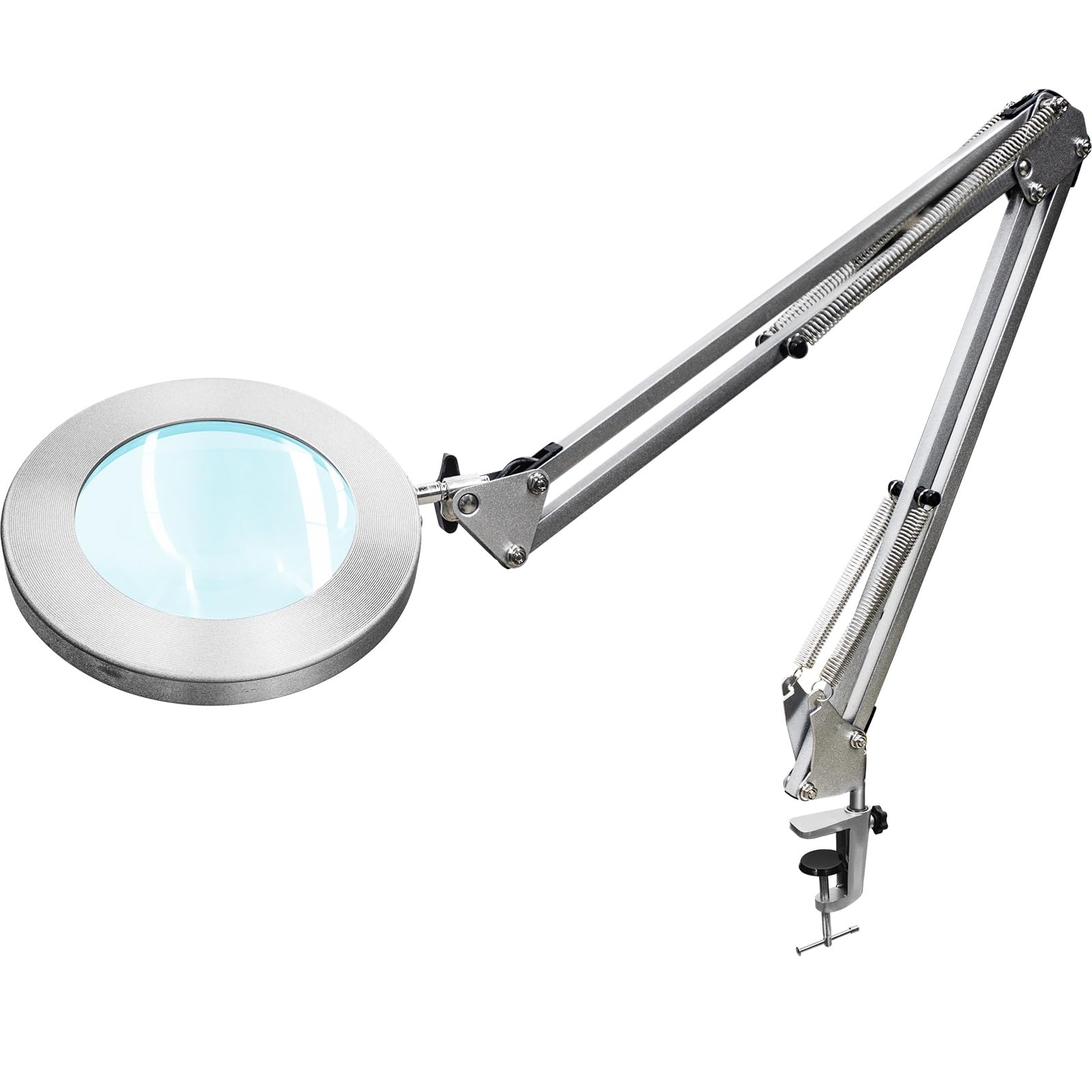 Lampe loupe / 105 mm 5 dioptries en Verre véritable / 3 Modes de Couleur / 10 Niveaux d'intensité / 750 LM avec 72 LED/Rayon de Travail 90 cm (argenté)