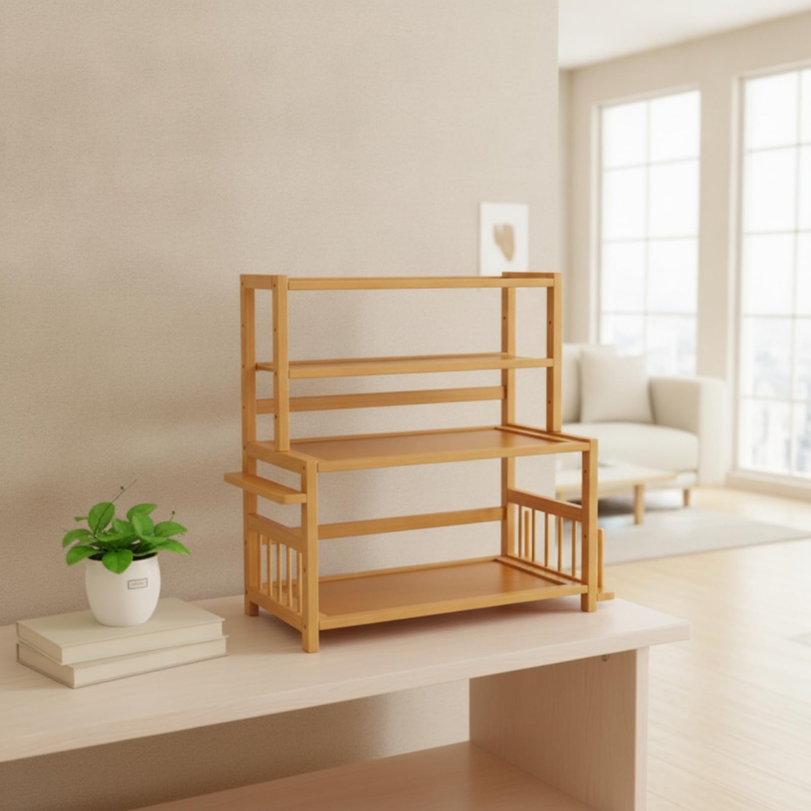 Yajuyi Scaffale da Cucina Mensola Ripiano Organizzatore Controcucina in Bambù con Struttura Aperta per Accesso E Ordine Immediati Adatto a Spazi Ridotti Piani di Lavoro Cucine Domestiche