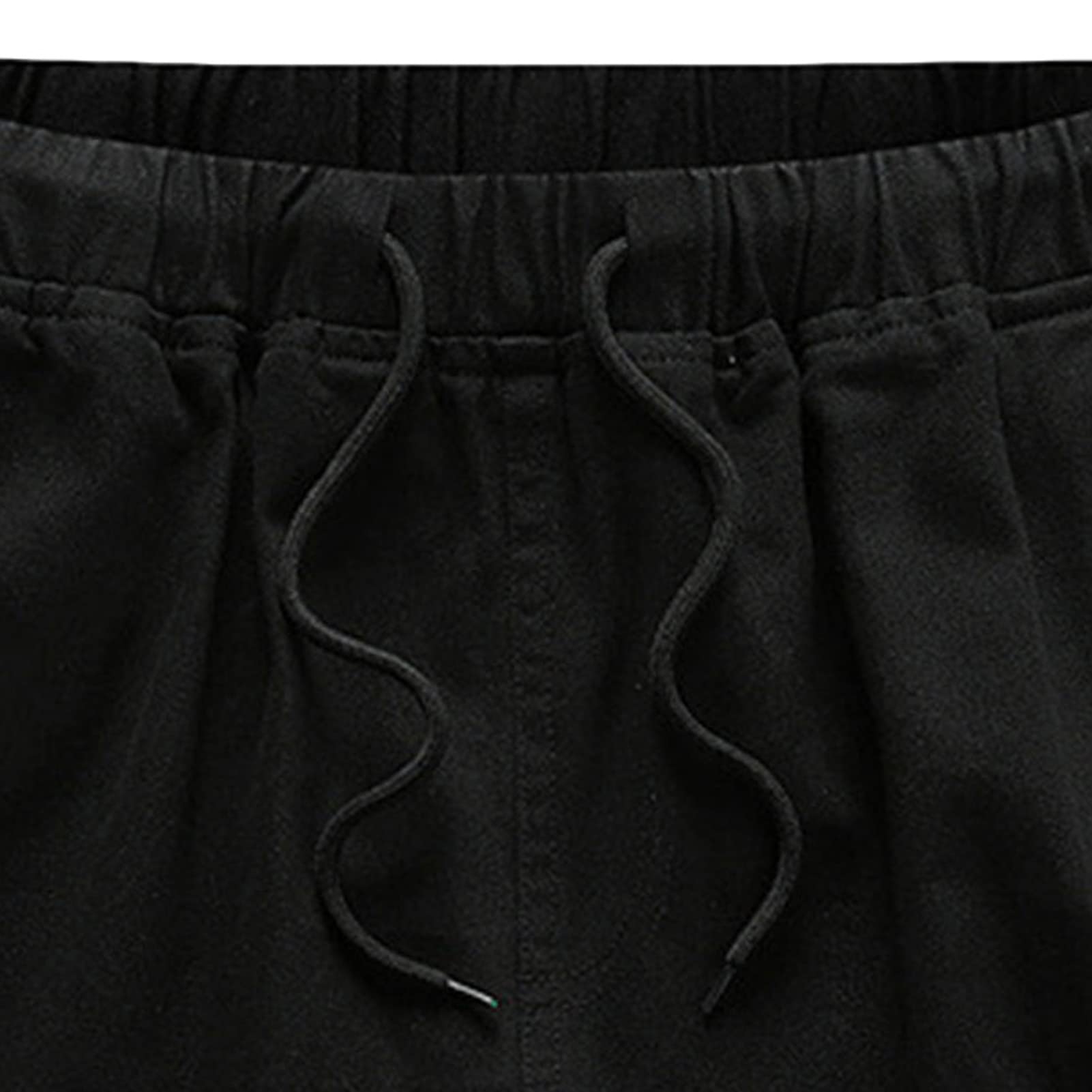Maiyifu-GJ Men's Elastic Waist Cargo Shorts Relaxed Fit Casual Drawstring Outdoor Shorts Multi Pockets Summer Short Pants (Black,XX-Large)