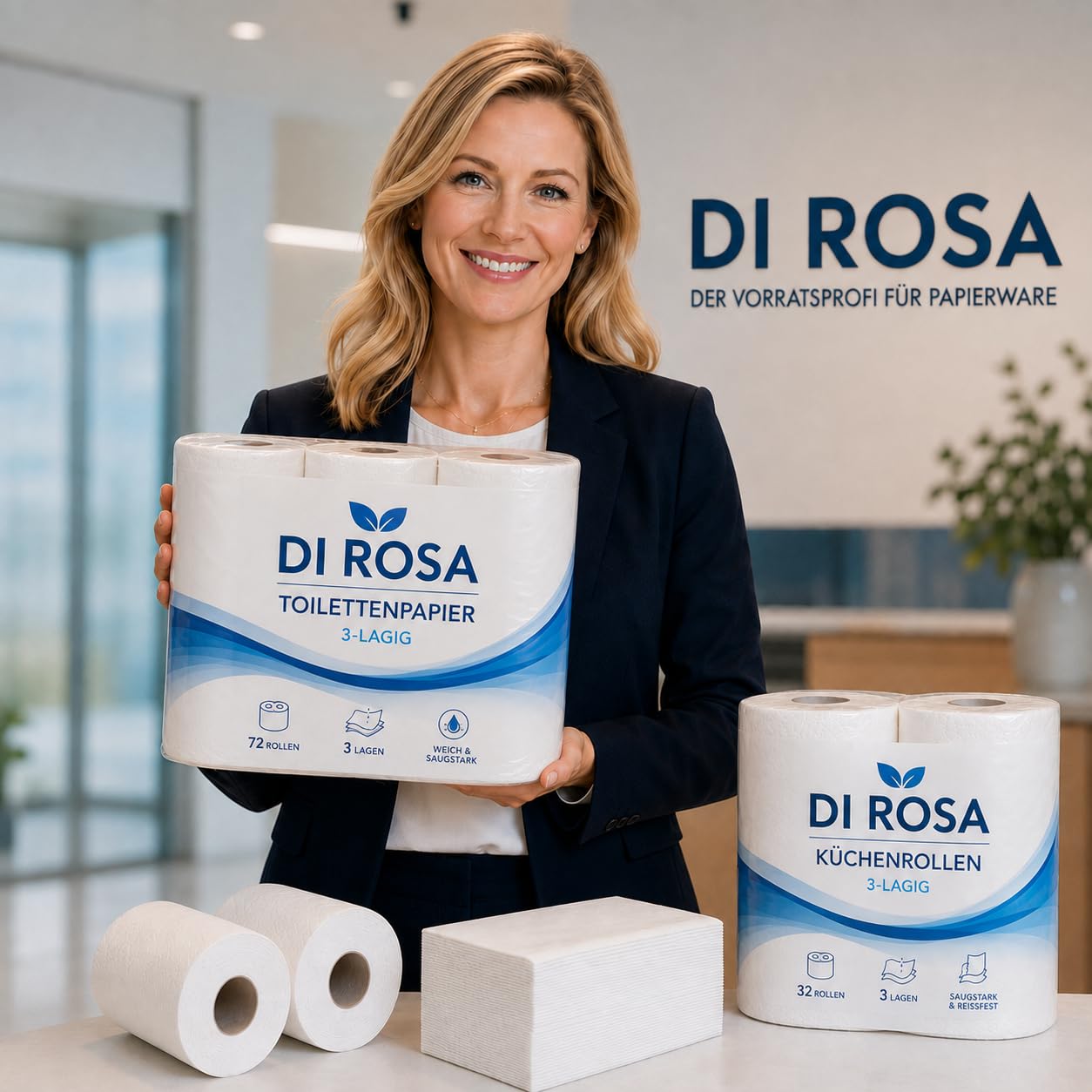 Toilettenpapier 144 Rollen 3-lagig 250 Blatt Zellstoff Großpack XXL