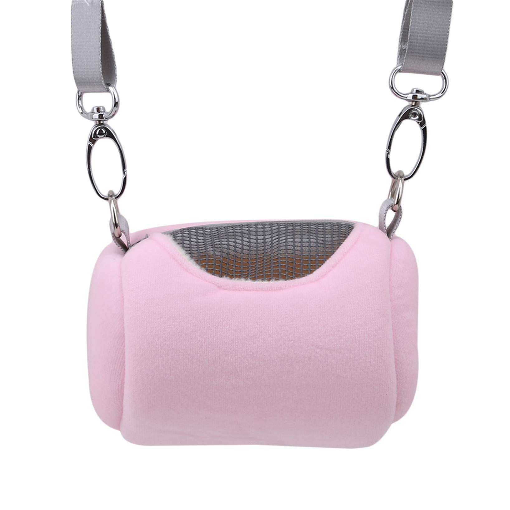 GOMYIE Pet Bag Portable Travel Pouch Adjustable Shoulder Strap for Hamster Cat Guinea Pig Small Animals,Pink