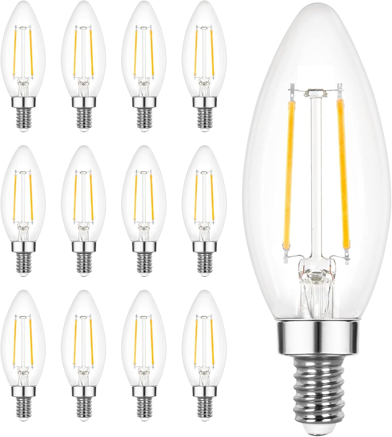 Sigalux E12 LED Candelabra Bulb 40 Watt Equivalent, Dimmable Chandelier Light Bulbs 5000K Daylight, B10 Candle Bulbs for Chandelier, 3W, 300LM, 12 Pack