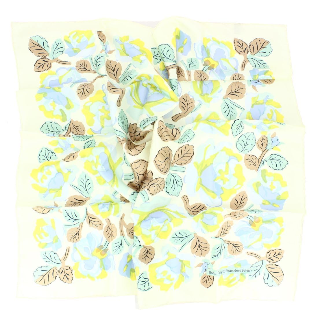 Carré 90 Dufy Poiret roses en soie véritable : foulard vert fabriqué en France