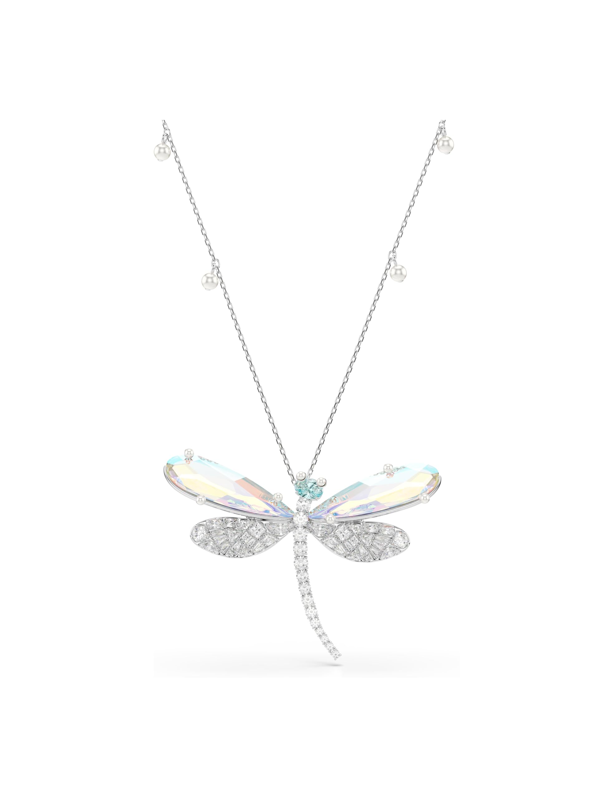 Swarovski X Ariana Grande Pendant And Brooch, Mixed Cuts, Dragonfly, Green, Rhodium Plated