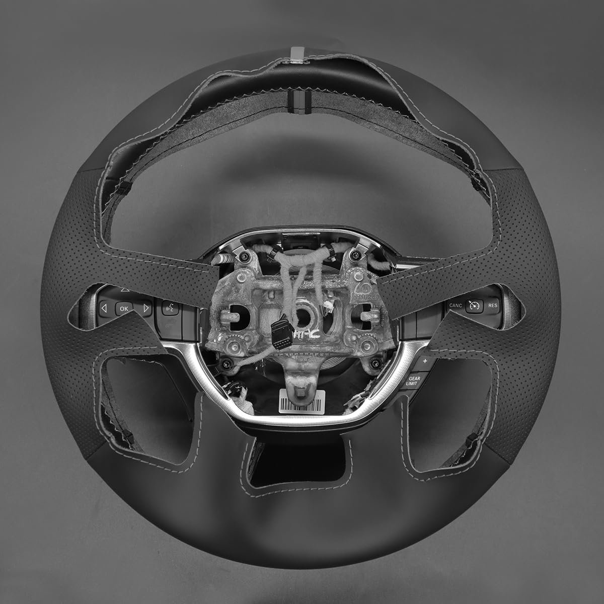 MEWANT Hand Stitch Black Artificial Leather Steering Wheel Wrap for Dodge Ram 1500 Laramie Big Horn 2019-2021