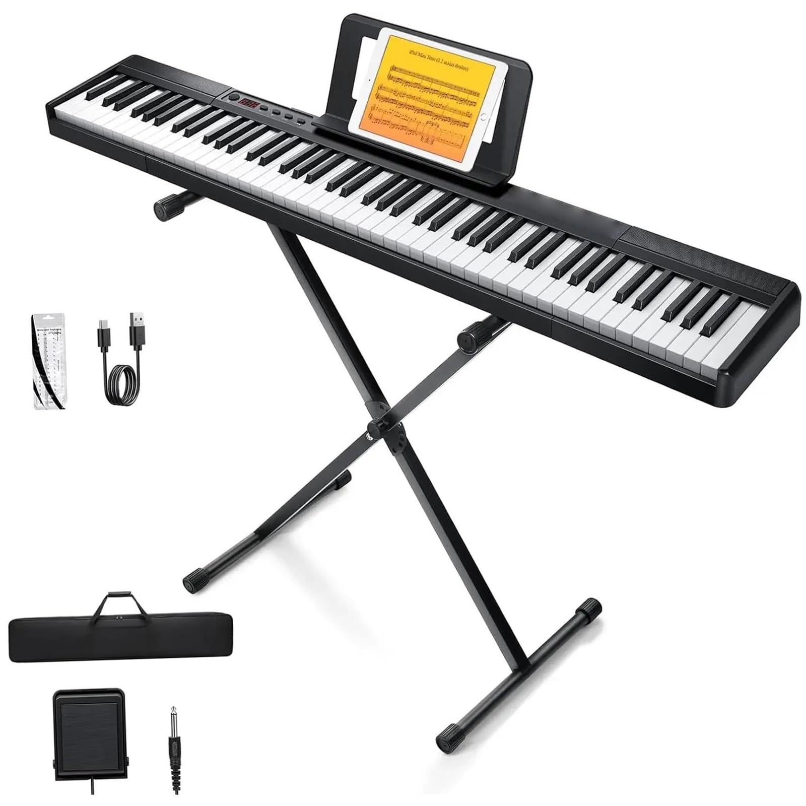 Tastiera Elettronica Tastiera 88 Tasti Tastiera Digitale Per Principianti Pianoforte Tasti Sensibili Alla Velocità Pianoforte Elettrico Portatile Con Supporto Sust