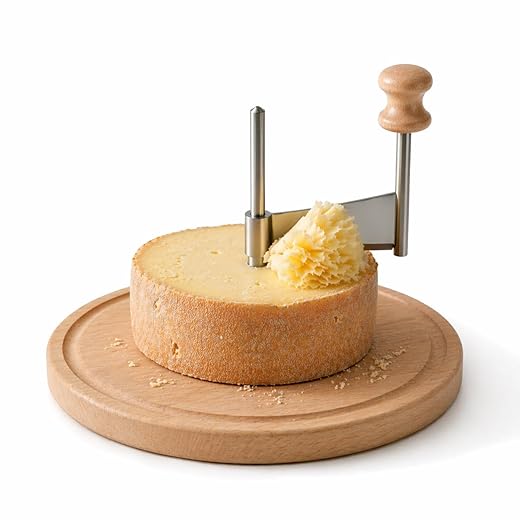 Girolle Cheese Curler Wheel – For Tête de Moine, Chocolate & Butter Curls | Sharp Blade, Solid Wood Base | Perfect for Home Entertaining & Gifting