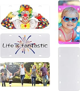 MR.R 5 Packs Sublimation Blanks Car License Plate Aluminum Metal Automotive Blank License Plate Tag, Heat Thermal Transfer Sheet DIY Picture Sublimation Blank for Custom Design