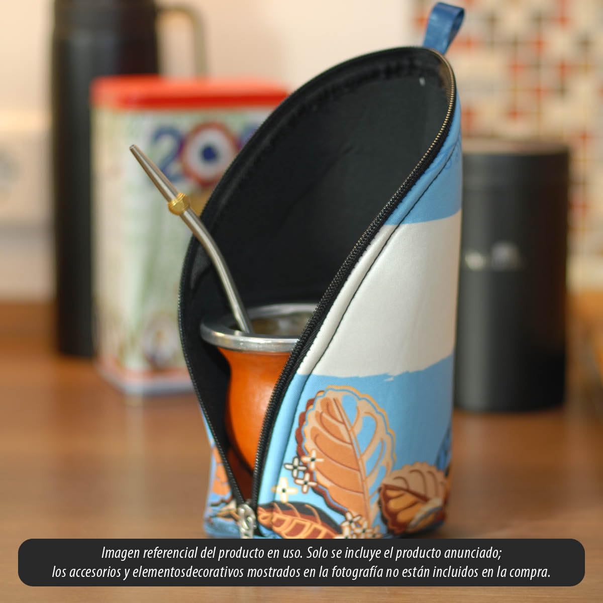 Delicatino - Portamate para Yerba Mate | Textil Espuma con Cremallera | 23 x 8 x 8 cm | Diseño Argentina.