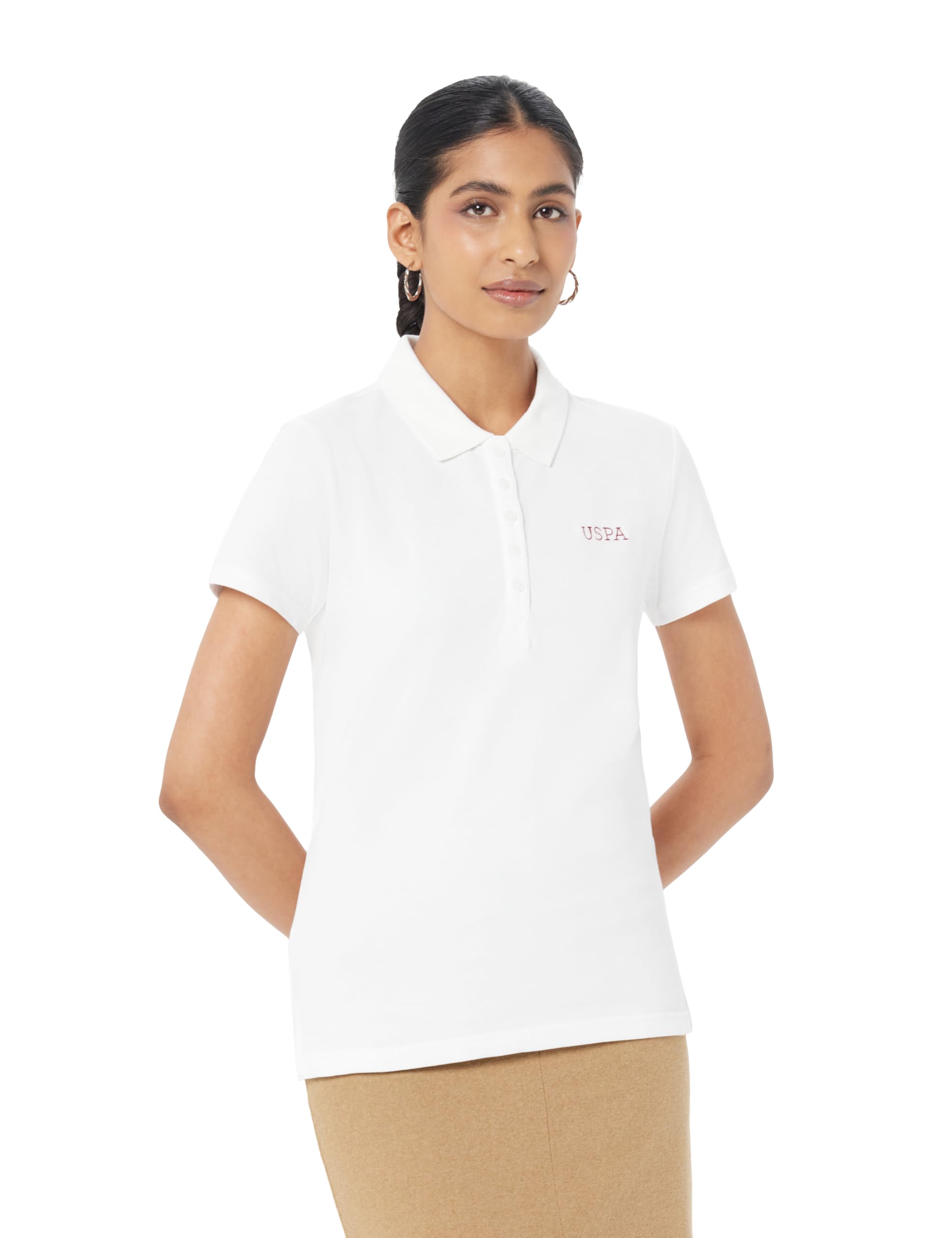 u.s. polo assn. Women's Rice Stitch Logo Polo Shirt (UWSS24PTS064_White_M)-picture-29