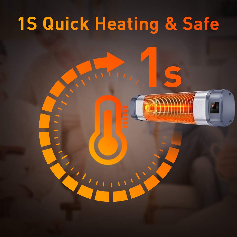 Patio HeaterTRUSTECH 1500W Electric Infrared Heater w/Remote, Timer