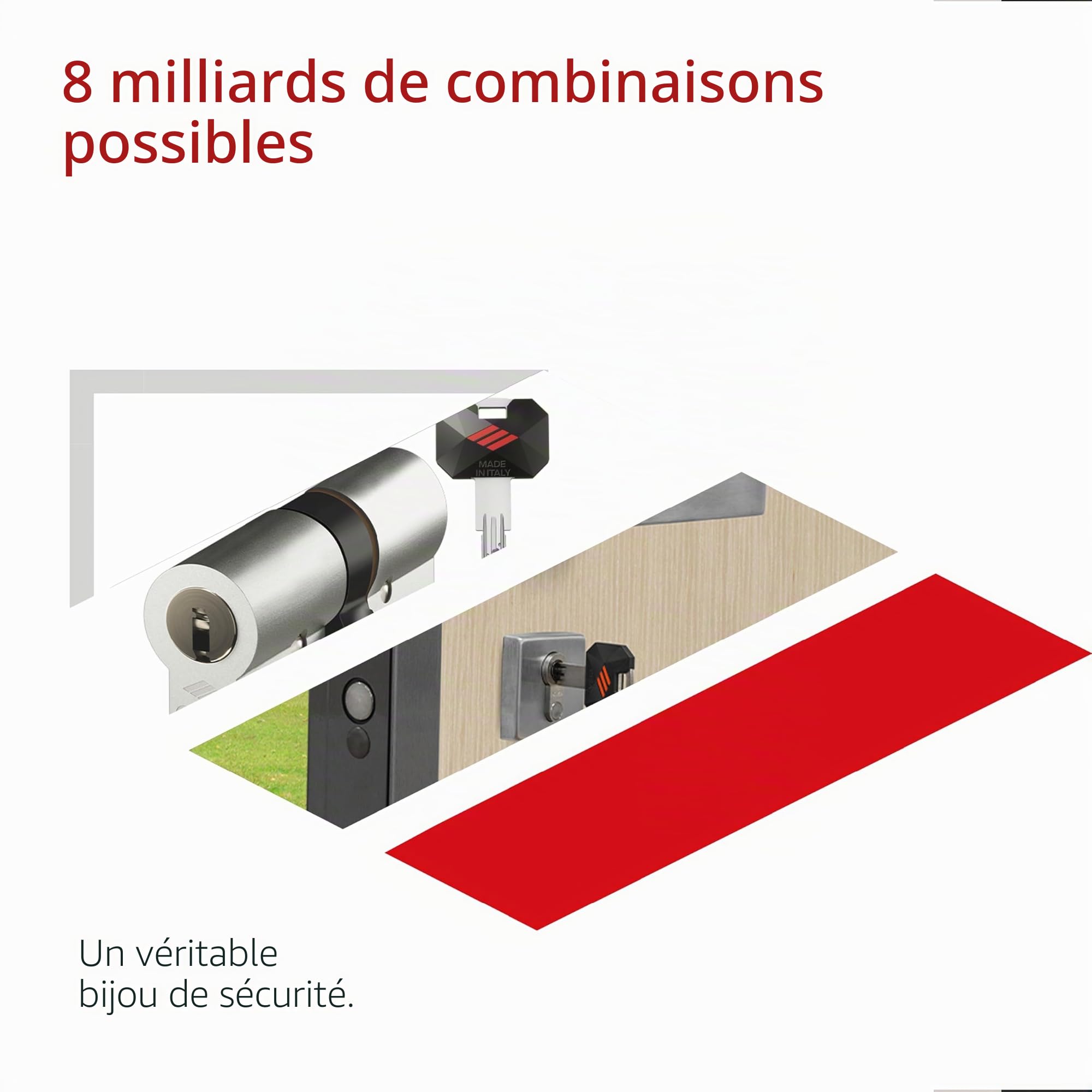 CISA - Cylindre européen de sécurité RS5 10R3M11701200C5 - Cylindre avec 5 rangées de broches radiales - 5 clés à double numérique protégées - Taille 50/30