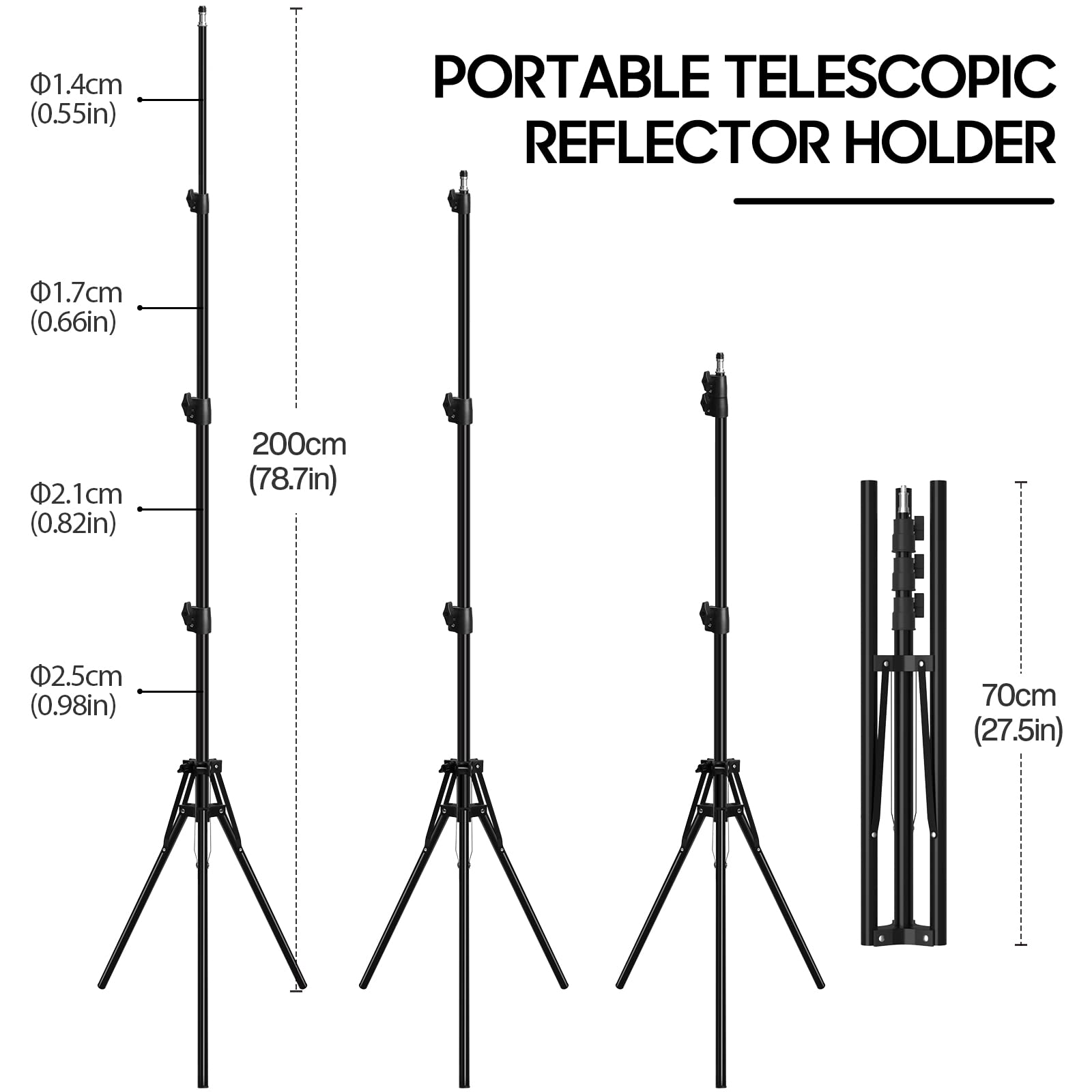 Spardar 110CM 5 in 1 Reflektor Mit Stativ, Runder Faltreflektor (Diffusor und Gold/Silber/Weiß/Schwarz Reflektor Fotografie) Mit Reflektorhalter und 200cm ausziehbarem Halterung für Studio Fotografie