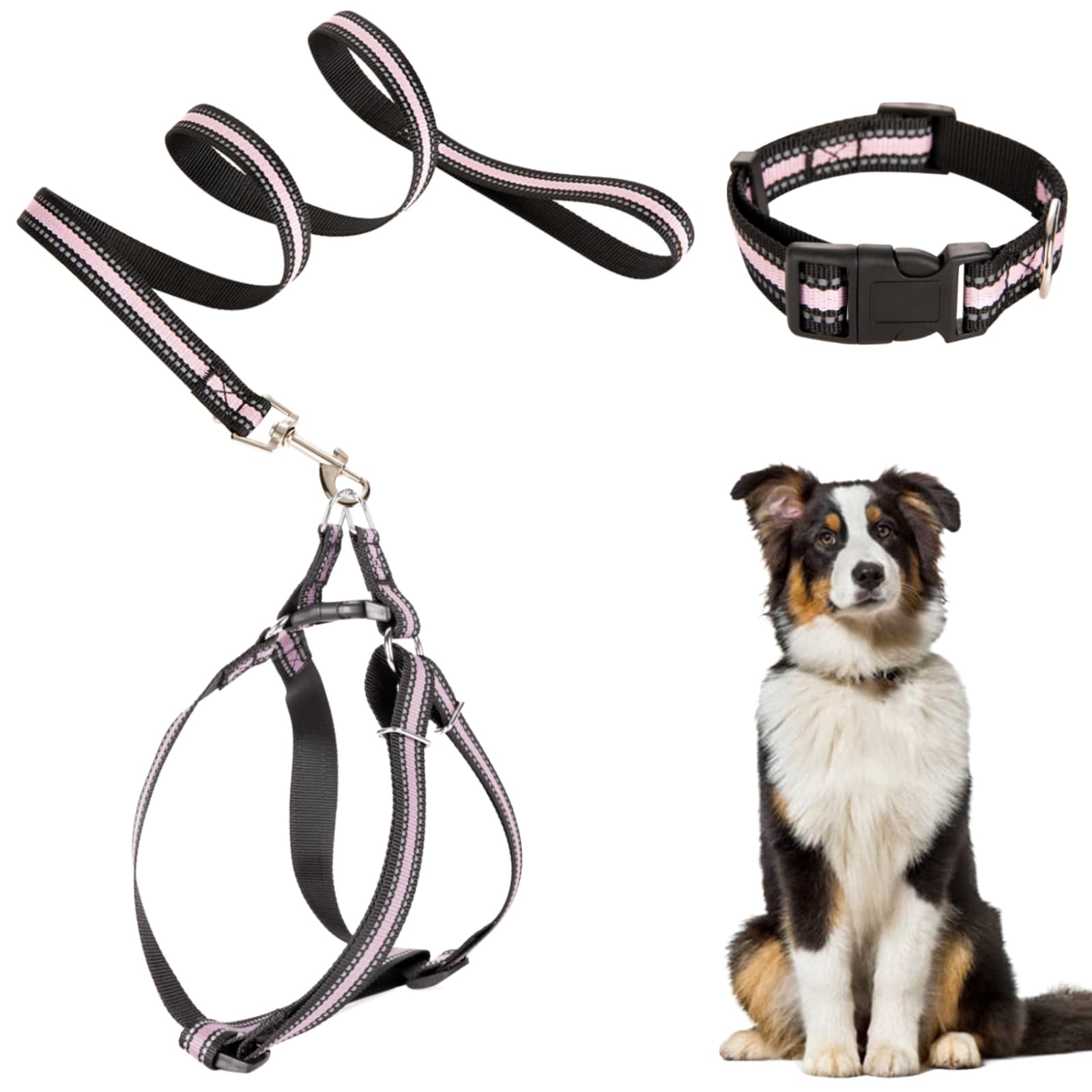 TYXHXTF Arnes Perro, Arnes Antitirones para Perro, con Correa y Collar, Ajustable Transpirable Arnés, para Mediano Perro Adiestramiento, Correr, Caminar