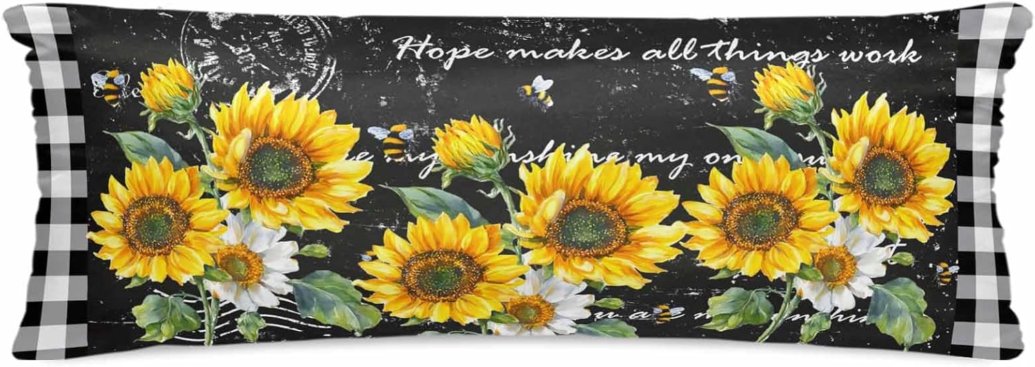 抱き枕カバー 枕カバー Sunflower35 ピローケース ソファ インテリア 高級サテン柔らかな肌触り ファスナー 冷感 ひんや