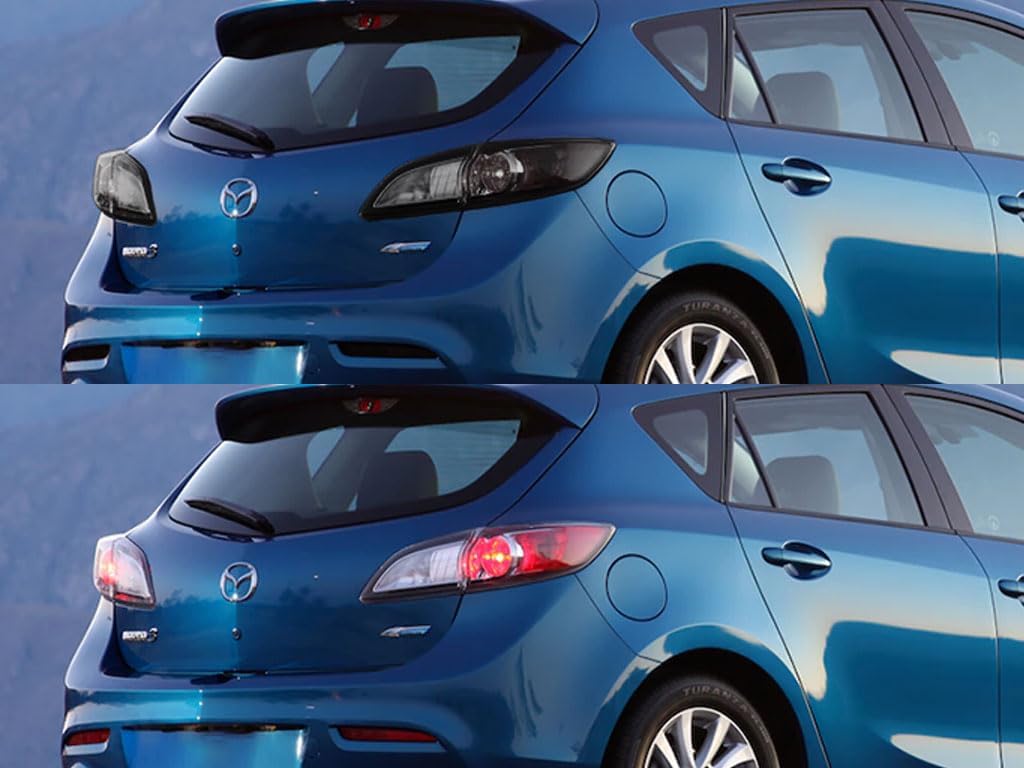 Rvinyl Tail Light Pre Cut Film Tint Cover Kit in Smoke Compatible with Mazda Mazda3 2010-2013 Hatchback - Adhesive Backs
