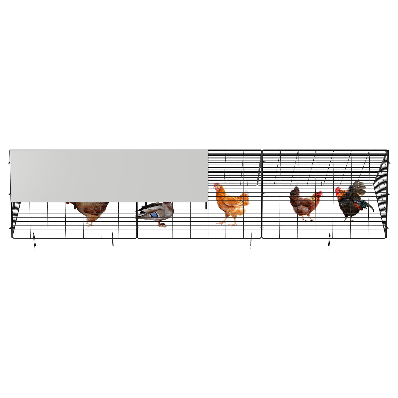 Túnel de metal para pollos con cubierta impermeable y anti-UV, corral de pollo para patio, granja de patio al aire libre, gallinero portátil para gallinas, patos, conejos (118.8 x 28 x 24.2 pulgadas)