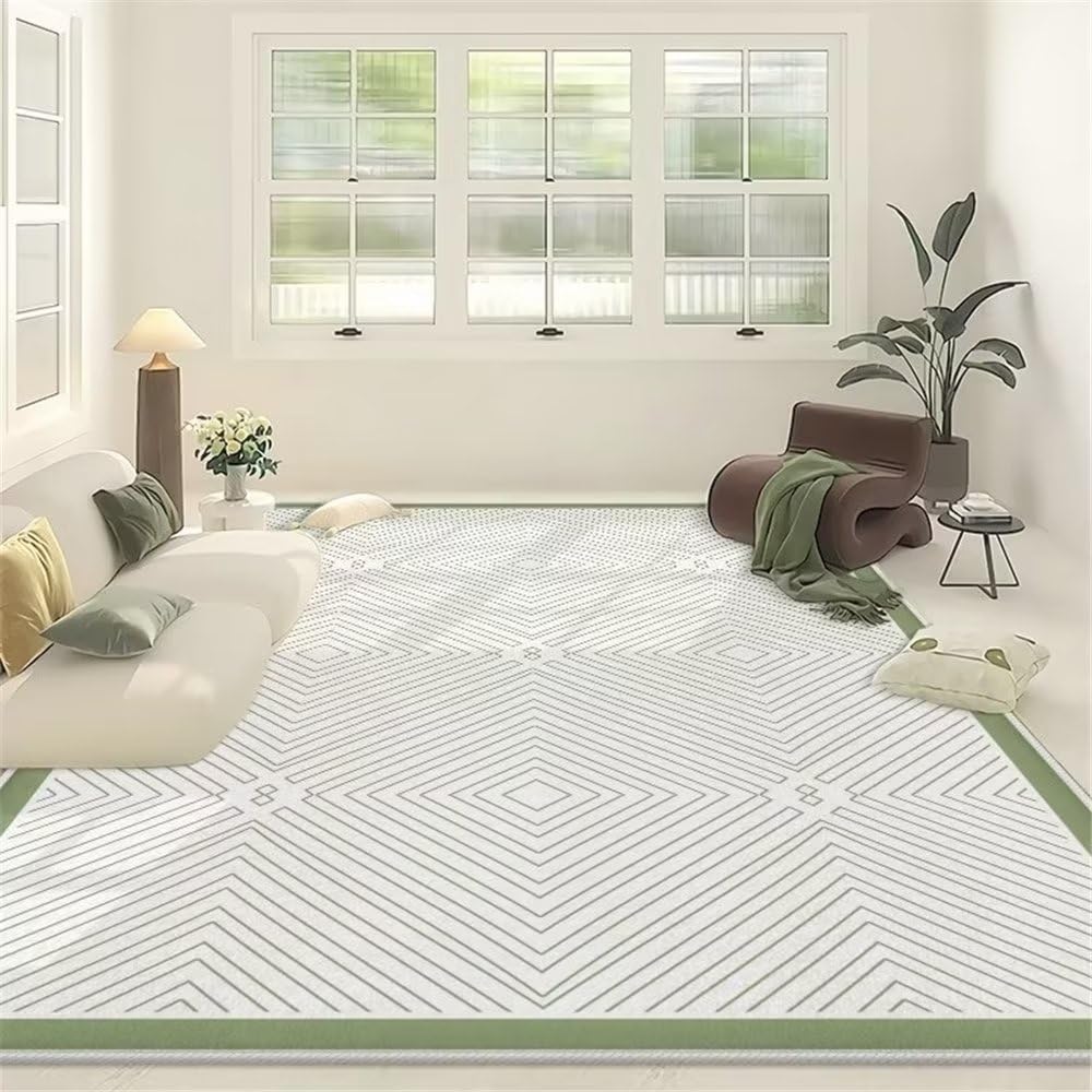 Tapis vert de salon résistant et lavable 120x180 doux sous les pieds