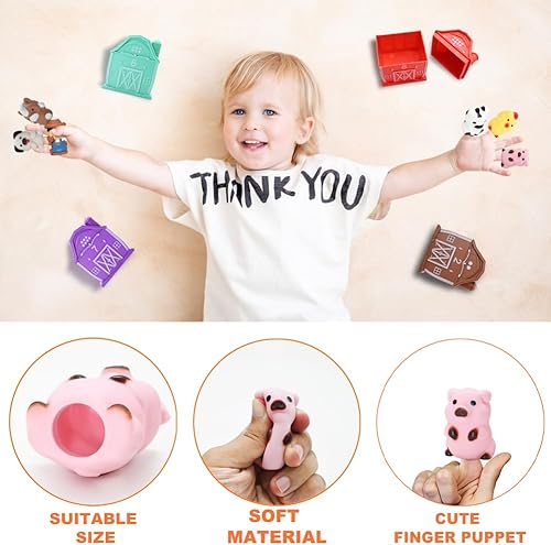 Miniatura 3 de Juguetes de aprendizaje para niños pequeños de 1, 2, 3 años, 20 marionetas de dedos de granja, juguetes de granero, contar, combinar y clasificar