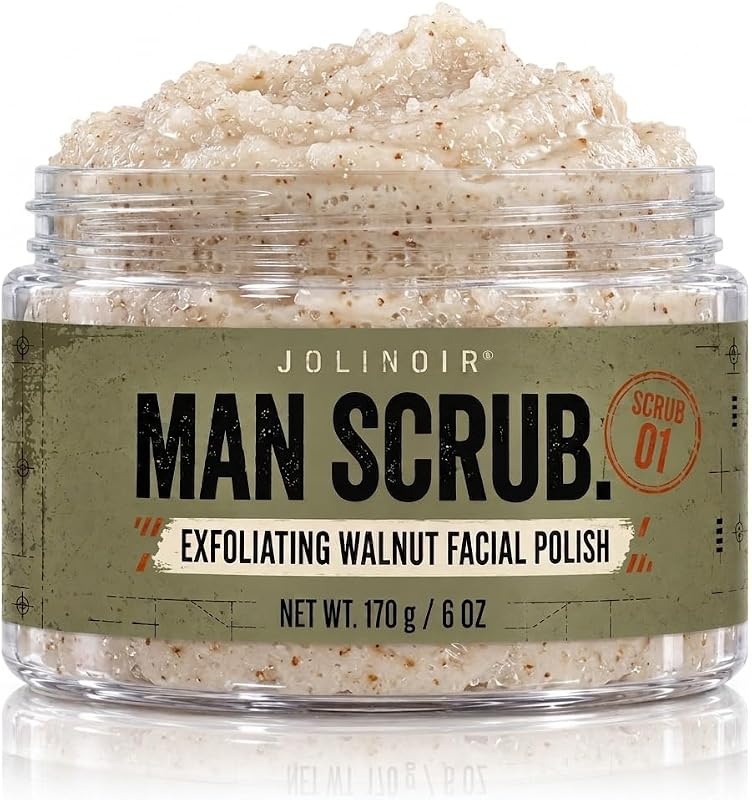 Esfoliante facial masculino Joli Noir com pó de noz, pedra-pomes e açúcar