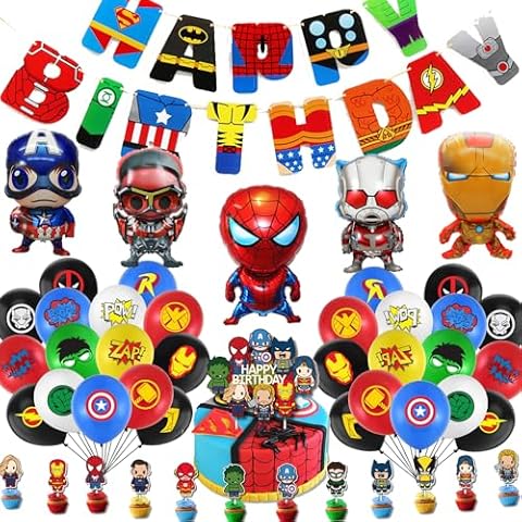 Superhero Balloons Marve‘l Cake topper Party Avenger Party Balloons Decorations Happy Birthday Party Cover