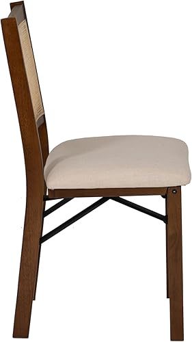 Miniatura 9 de Powell Kasi - Silla auxiliar de madera plegable de madera con caña de ratán natural y marrón