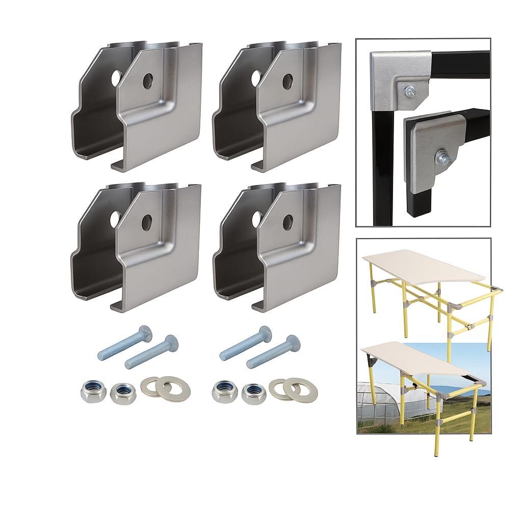 Raccord en L pour Tube Carré Métal – Connecteur de Structure – Support de Fixation avec Boulons – Compatible 25×25 mm – Lot de 4 – Assemblage Sans Soudure (25x25mm)