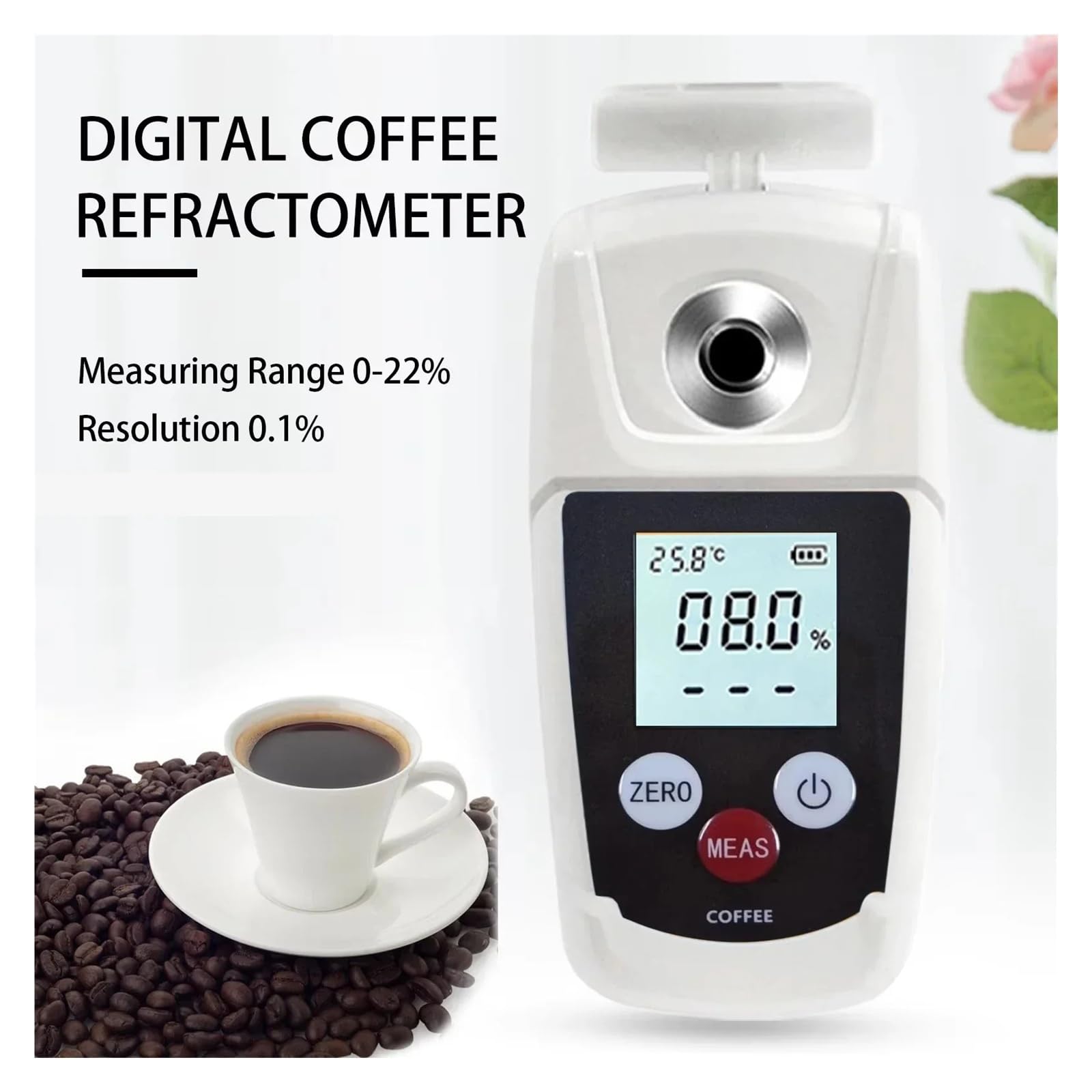 0–22% digitales Kaffee-Refraktometer, Taschentester, Konzentrationsrefraktometer, Densitometer, Messwerkzeug Schnelle Reaktion