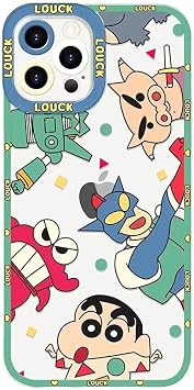 Shinchan iPhone 12 Mini Case, Crayon Shin-chan Smartphone Case, iPhone 12 Mini Cover, 5.4-Inch, TPU Clear Case, Bumper, Slim, Ultra-Lightweight, Lens Protection, Transparent, iPhone 12 Mini Case, B