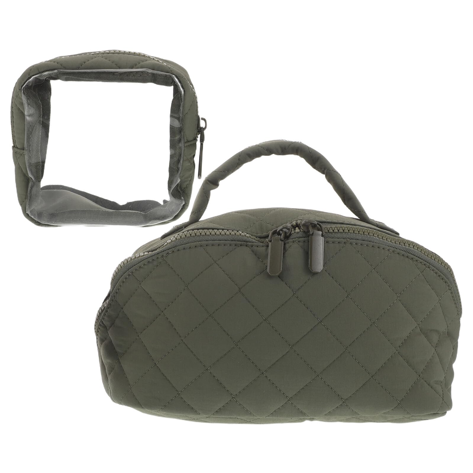 Borsa Cosmetica da Viaggio Donna Grande in Dacron Nero | Capacità Ampia, Scomparti Multipli e Tasca Principale Spaziosa, Manico Pratico e Protezione Dall'umidità