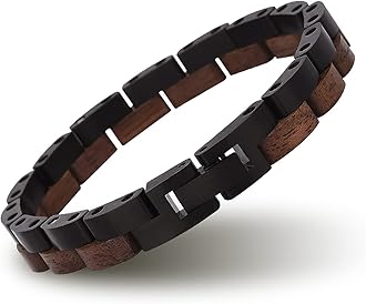 Mens Wooden Bracelet Stylish Wood & Stainless Steel Combined Wooden Bangle Jewelry Great Gift for Men