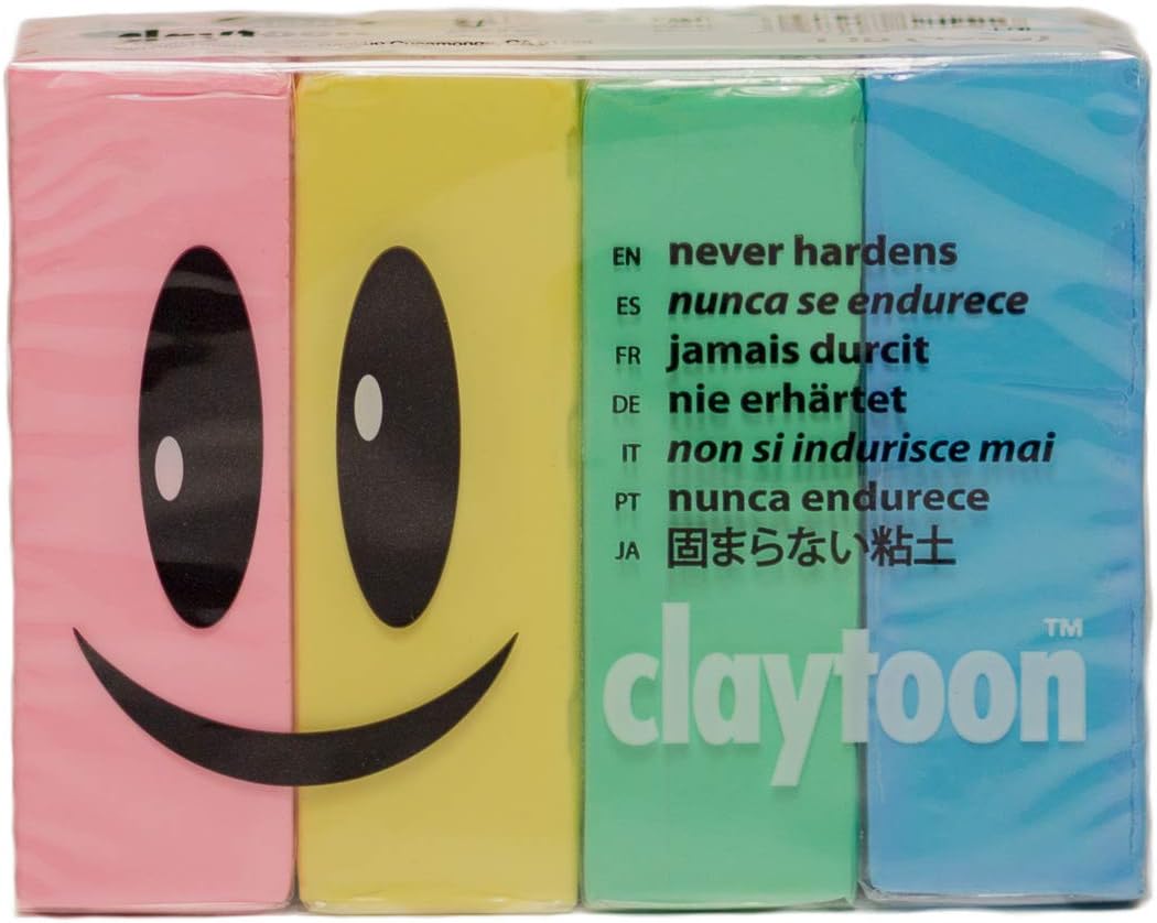 Van Aken International – Claytoon – Non-Hardening Modeling Clay – VA18151 – Sweetheart – Pastel Pink, Pastel Yellow, Pastel Green, Pastel Blue – 1 Pound Set (4-1/4 Pound Bars) – claymation