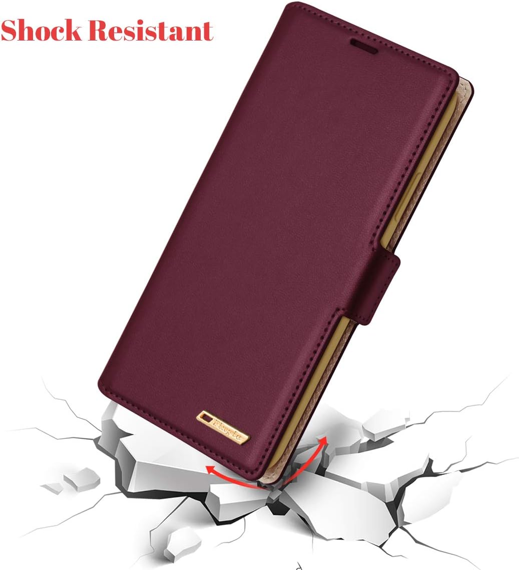 iPhone 11 Pro Max Case, iPhone 11 Pro Max Wallet Case, Fingic PU Leather Wallet Case 2 ID & Credit Cards Slots Holder Side Pocket Kickstand Feature Flip Case Cover for iPhone 11 Pro Max 2019- Wine Red