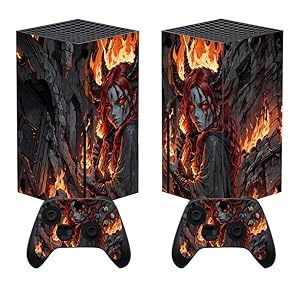 PlayVital Skin für Xbox Series X, Aufkleber Stickers Vinyl-Skins Schutzfolie Design Folie Zubehör für Xbox Series X Konsole Controller-Flamme Gesandter