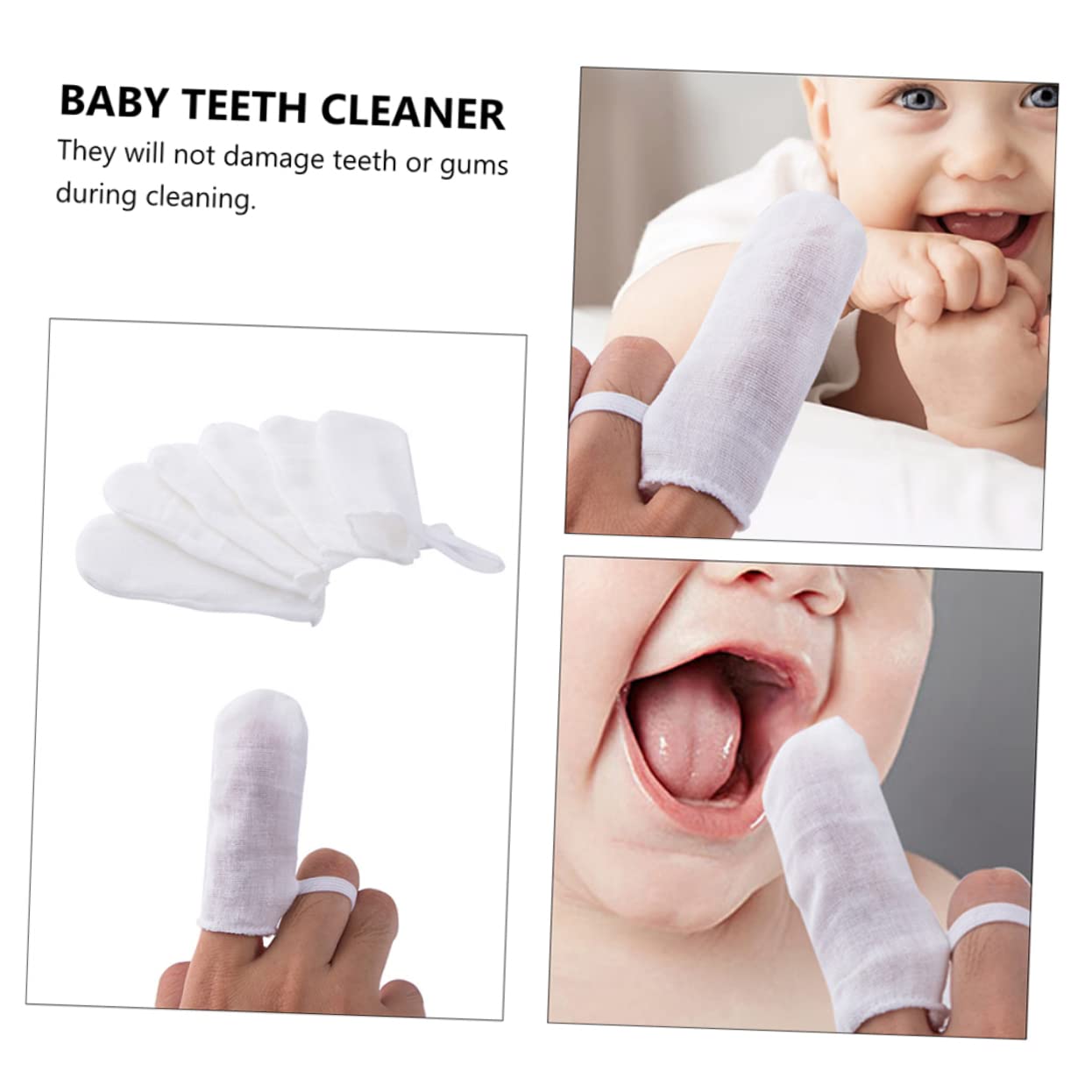 FRCOLOR 3 Set Da 18 Pezzi lettino per le dita di garza detergente per denti da neonato panno per la pulizia della bocca del bambino spazzolino bambino Denti del spazzolino in garza
