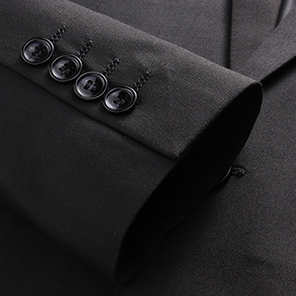 YOUTHUP Garnitur męski, 2-częściowy, slim fit, garnitur męski, biznesowy, wesele, nowoczesny garnitur, marynarka, spodnie garniturowe, czarny, XL