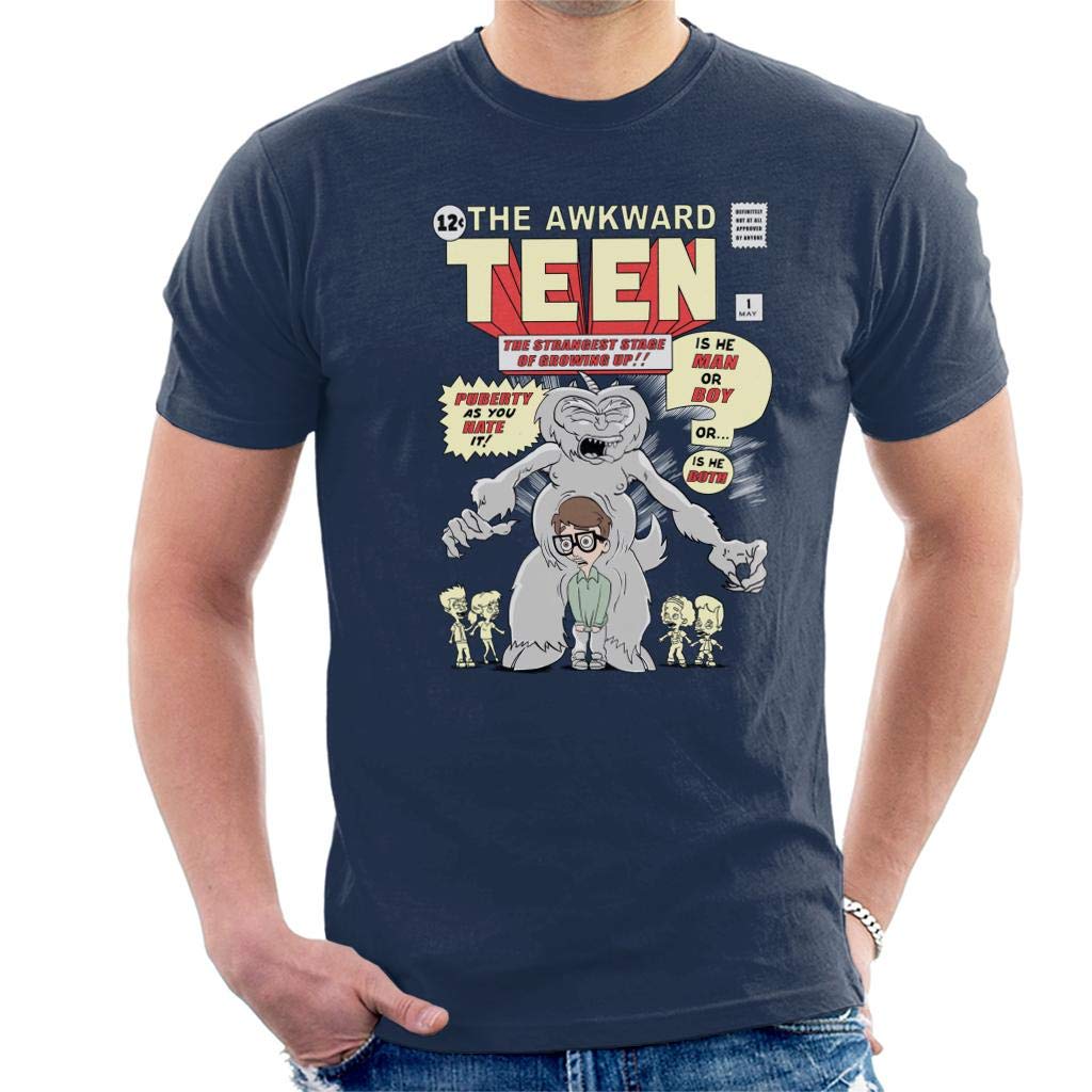 Big Mouth The Awkward Teen Comic Men's T-Shirt Navy Blue