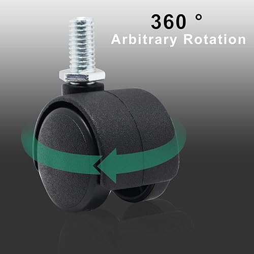 Miniatura 3 de Juego de 4 ruedas de plástico de 1 pulgada, ruedas giratorias M8, ruedas giratorias de nailon negro de repuesto para muebles, silla de oficina,