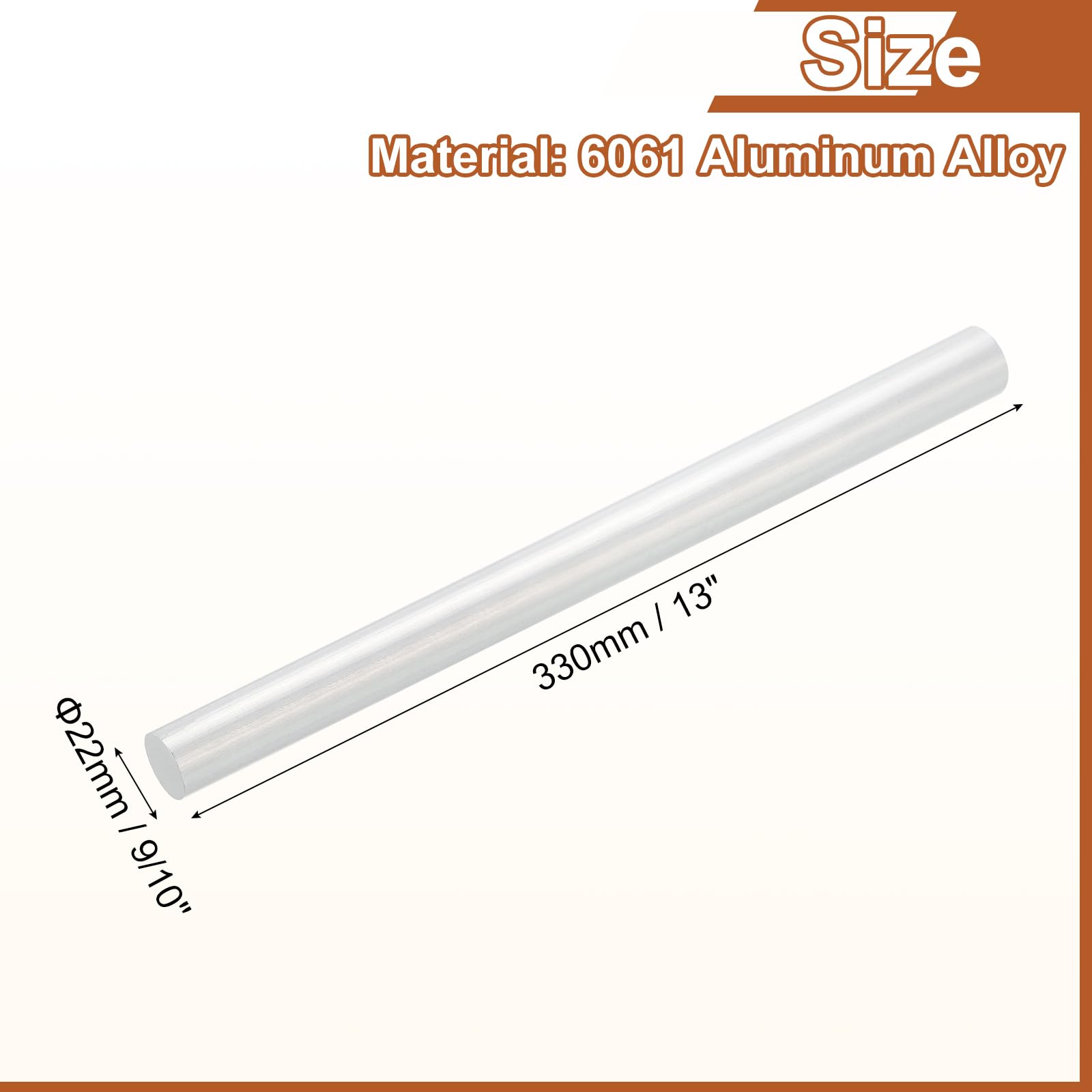 QUARKZMAN Barre Ronde En Aluminium De 9/10" (22mm) De Diamètre, Longueur 13" Barre Ronde En Aluminium 6061 Pour Projets De Remorque Et Garage