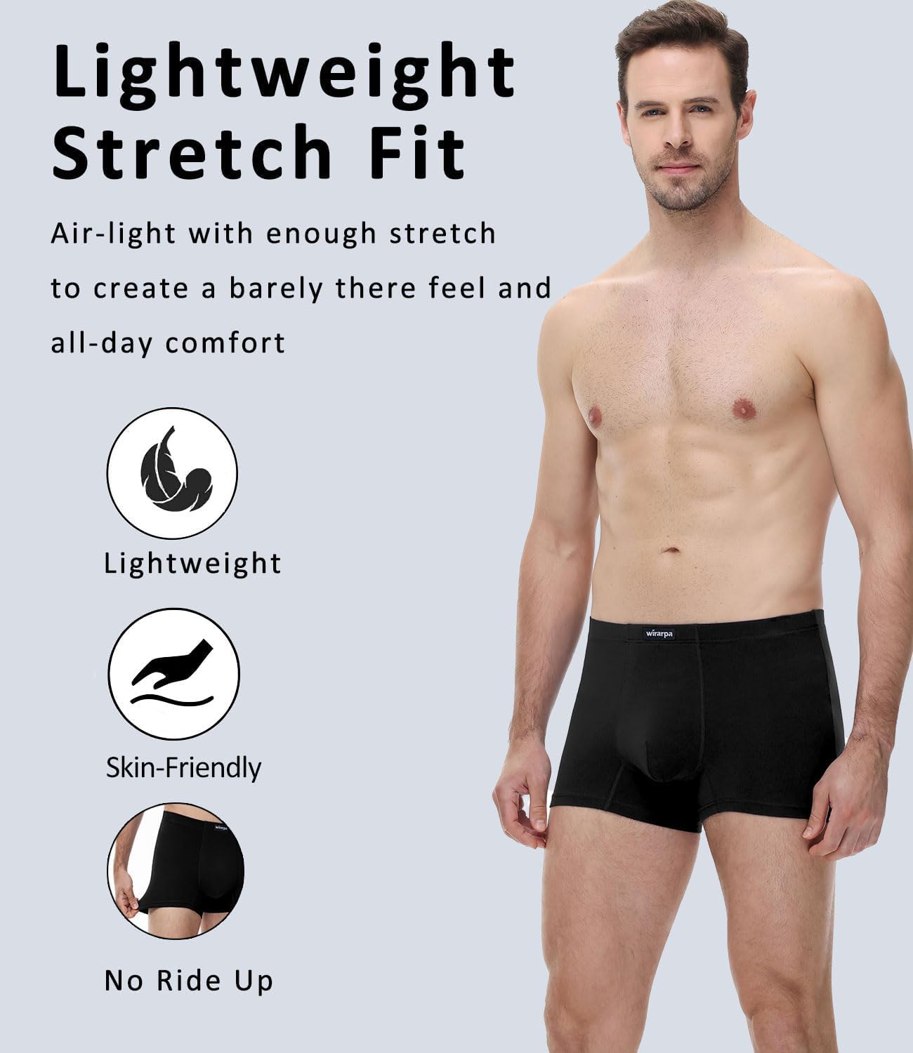 wirarpa Men's Cotton Trunks Underwear Short Leg Covered Band Boxer Briefs 4 Pack - Image 5