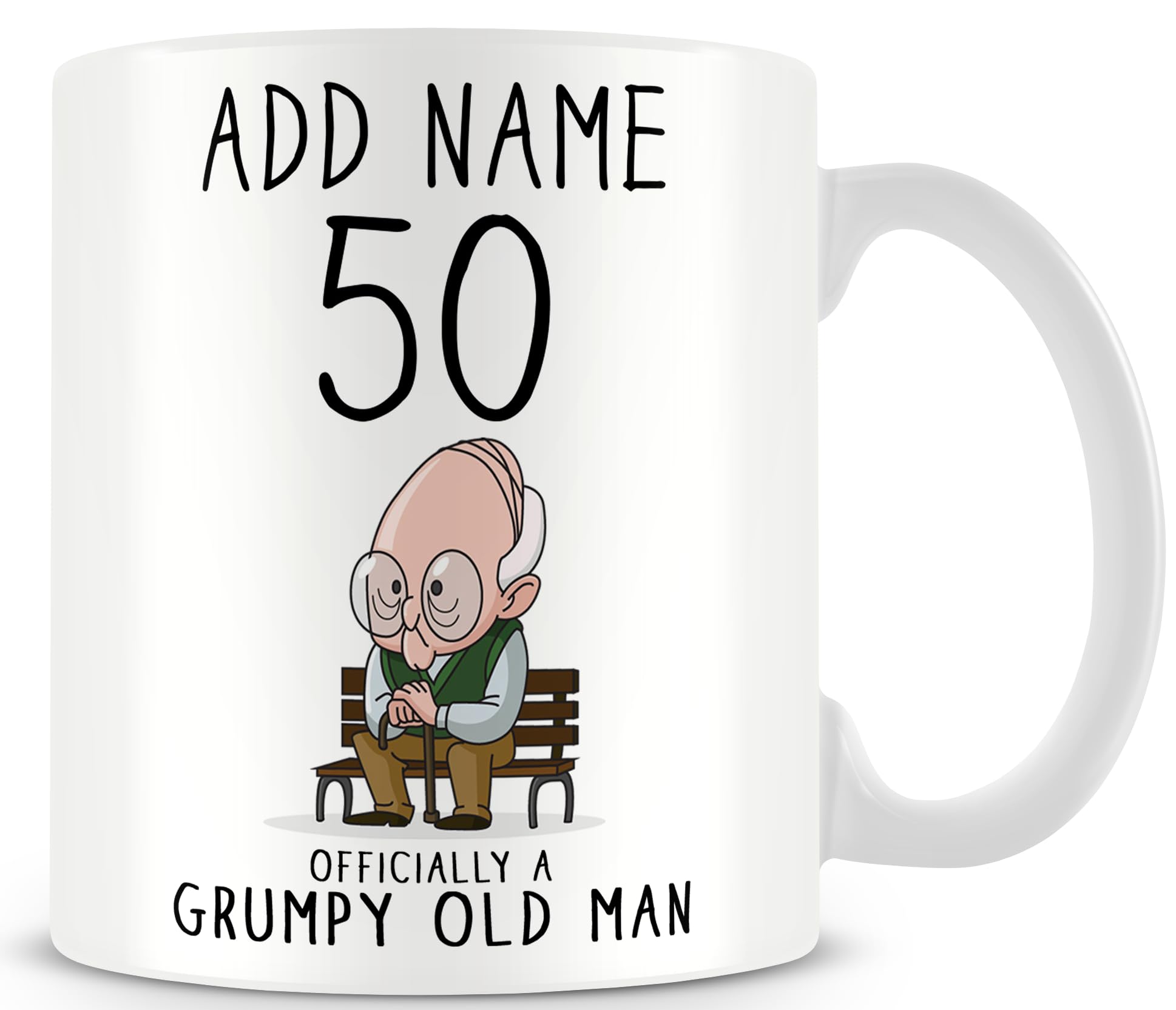 MUGGZ Personalised Grumpy Old Man Mug – Officially 50 – Funny 50th Birthday Gifts for Men – Grumpy Old Man Gifts – Add Name — image 1