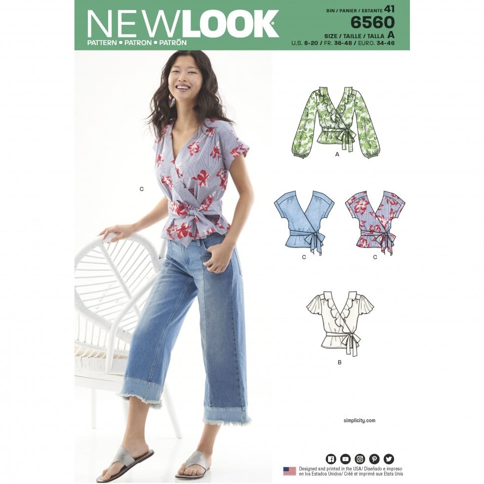 Patron de couture New Look 6560 pour hauts et ceintures A tailles 36-48