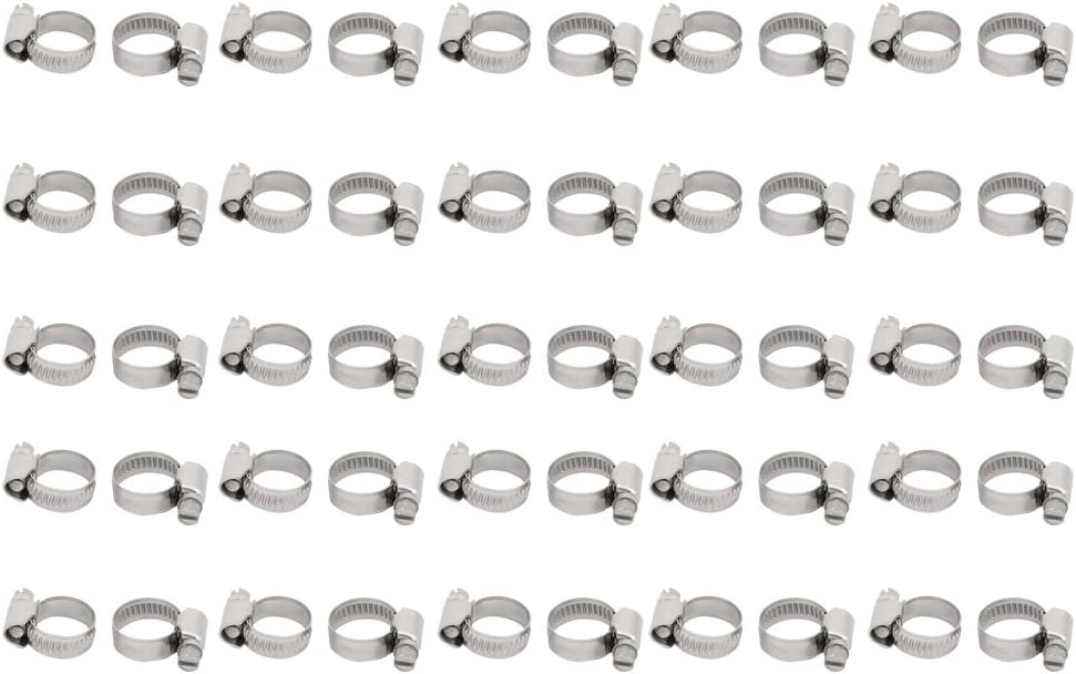 50Pcs 12mm Fastener to 20mm Dia Range Stainless Steel German Type Adjustable Hose Clamp Hoop Model:90as506qo162